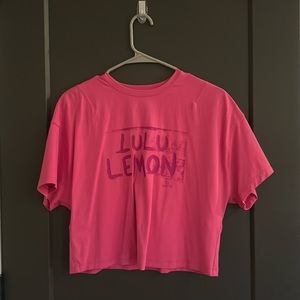 Sonic Pink Cropped Lululemon Abrasion-Resistant Training T-Shirt Ed Curtis